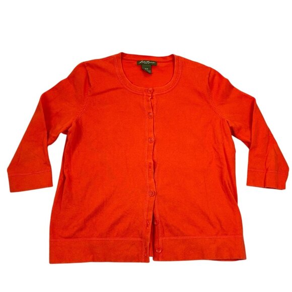 Eddie Bauer Womens Cardigan XL Button Front Sweateer Knit Casual Orange - Picture 1 of 10